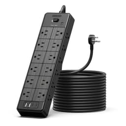 24 Widely Outlets Extension Cord 15 Ft NTONPOWER 15A/1875W Power Strips,Black Extension Cord with 4 