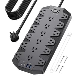 SUPERDANNY 18 AC Power Strip Surge Protector, 15FT, Flat Plug, 1875W/15A