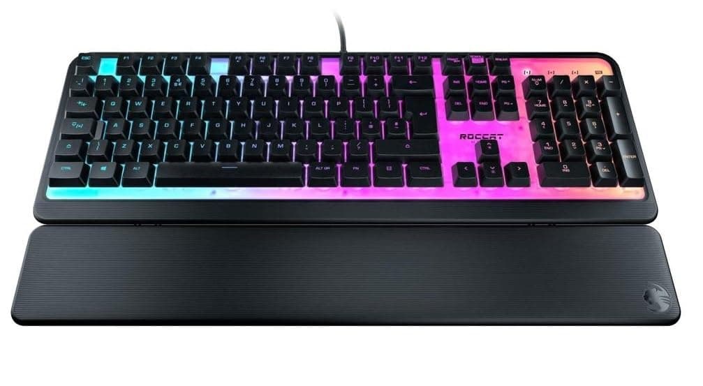 ROCCAT Magma Silent Membrane Switch PC Gaming Keyboard with 5 Zone/10 LED AIMO RGB Top Plate and Det
