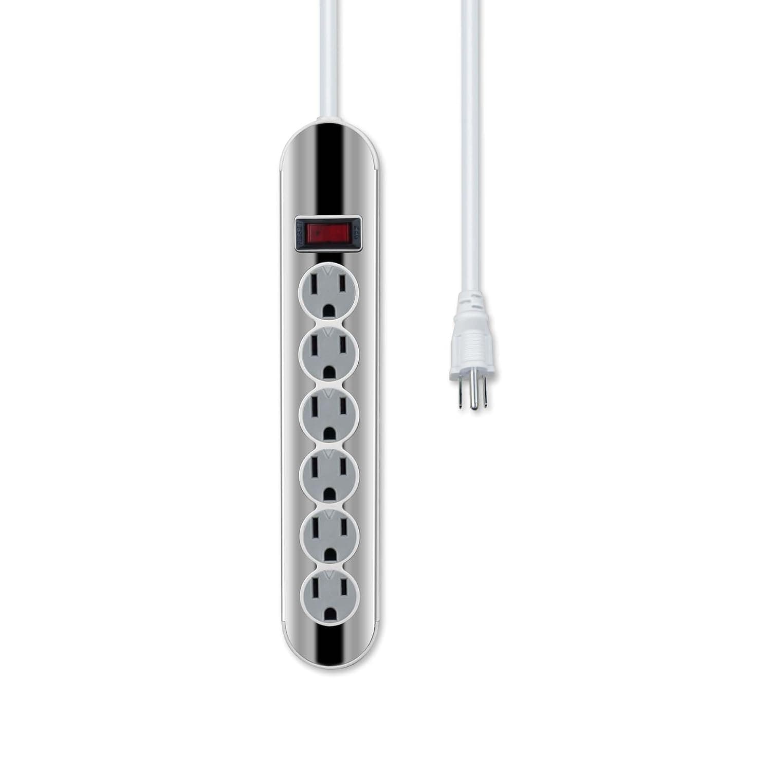The OSKOS 6-Outlet Workshop Power Strip Features a Durable Metal housing with a Plated Surface Treat