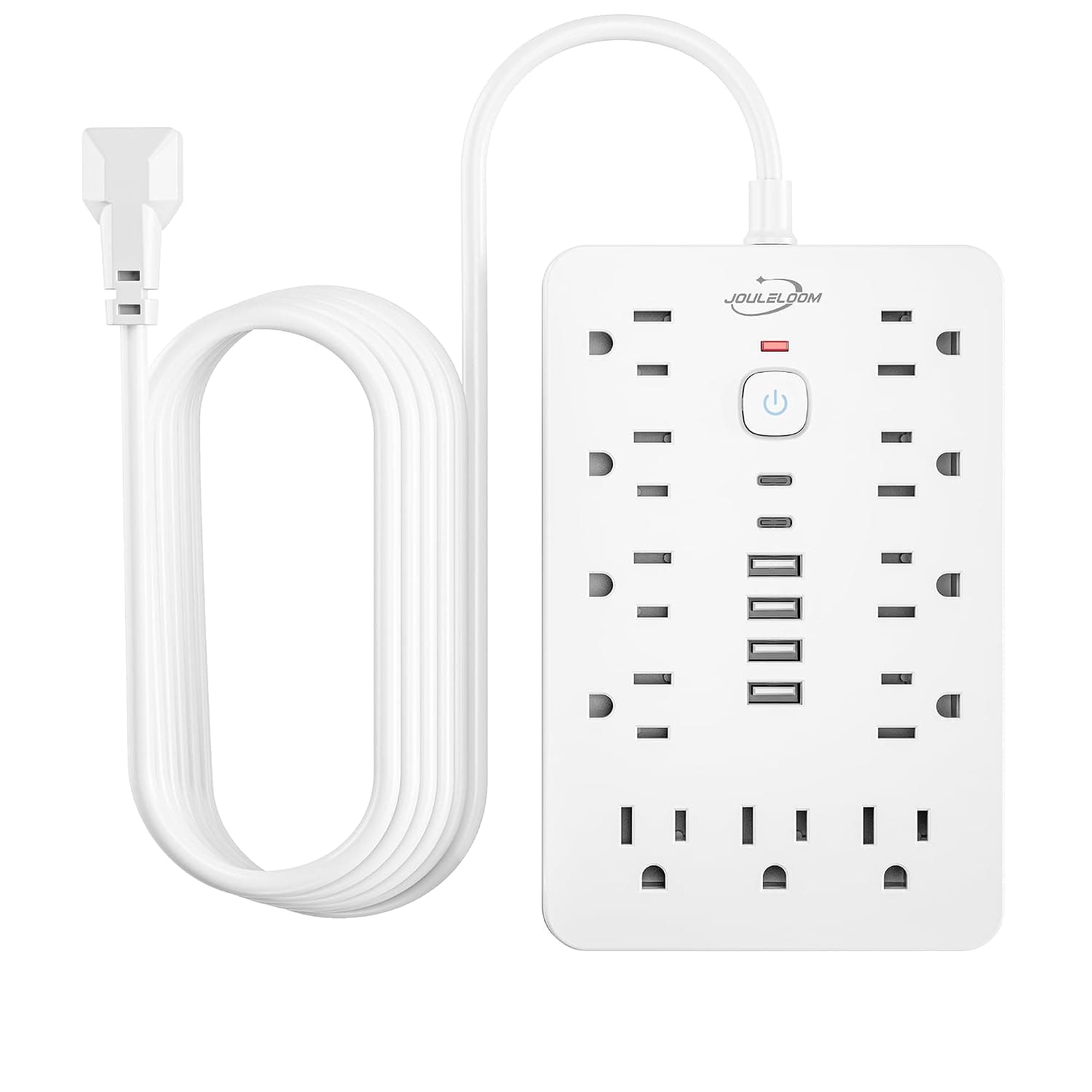 10 FT Flat Plug Surge Protector Power Strip,11 AC Outlets with 6 USB Ports