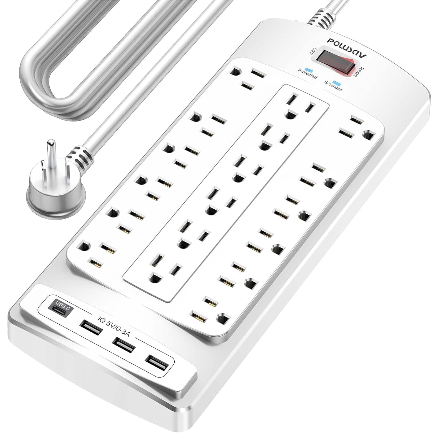 18 Outlets Surge Protector Power Strip - 20 Feet Flat Plug Heavy Duty Extension Cord with 18 Widely
