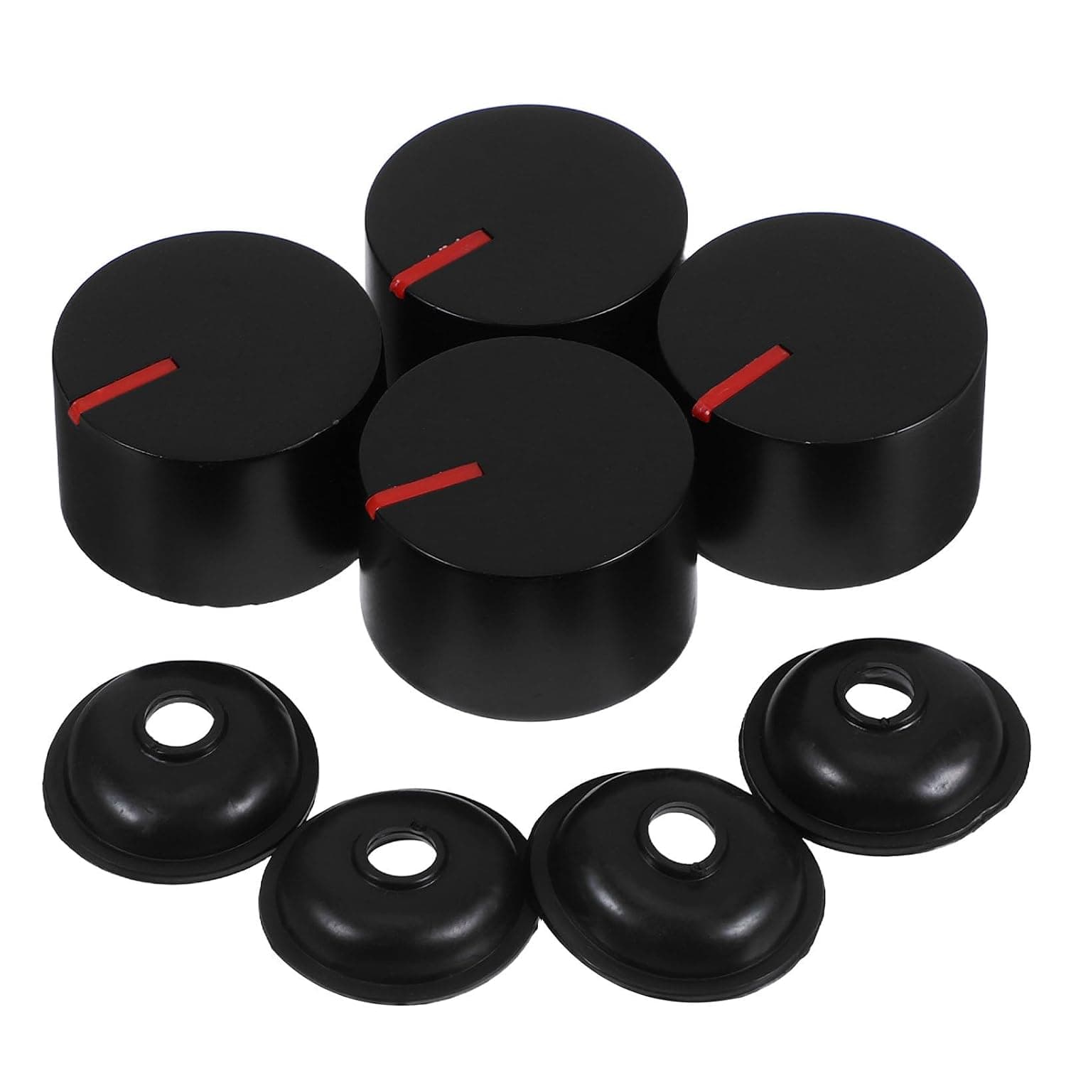 4pcs Gas Stove Control Knobs for 8mm Switch Hole Metal Black