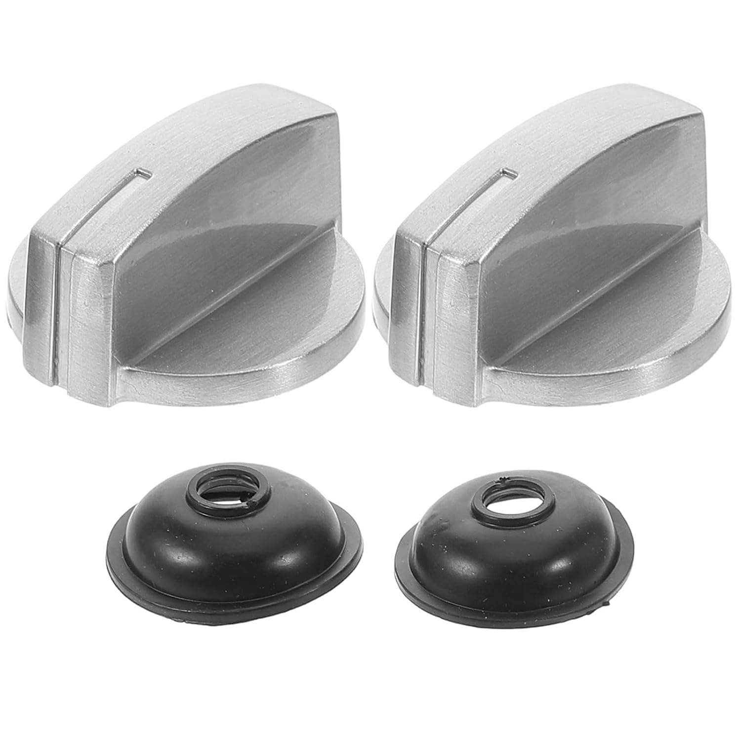 2pcs Kitchen Stove Knob Replacement for Gas Range Alloy Silver