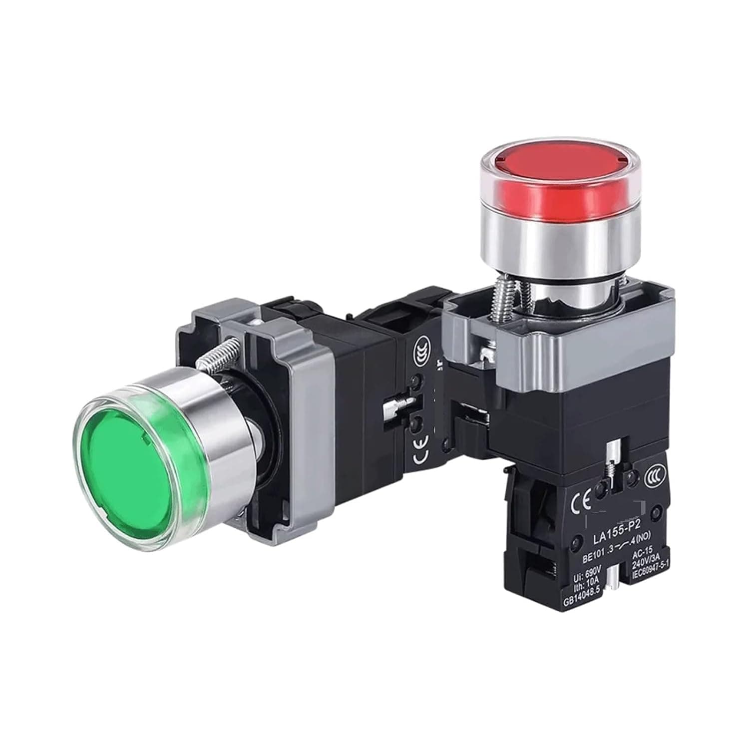 LED Light 220V Flat Momentary Self-Reset Illuminated Push Button