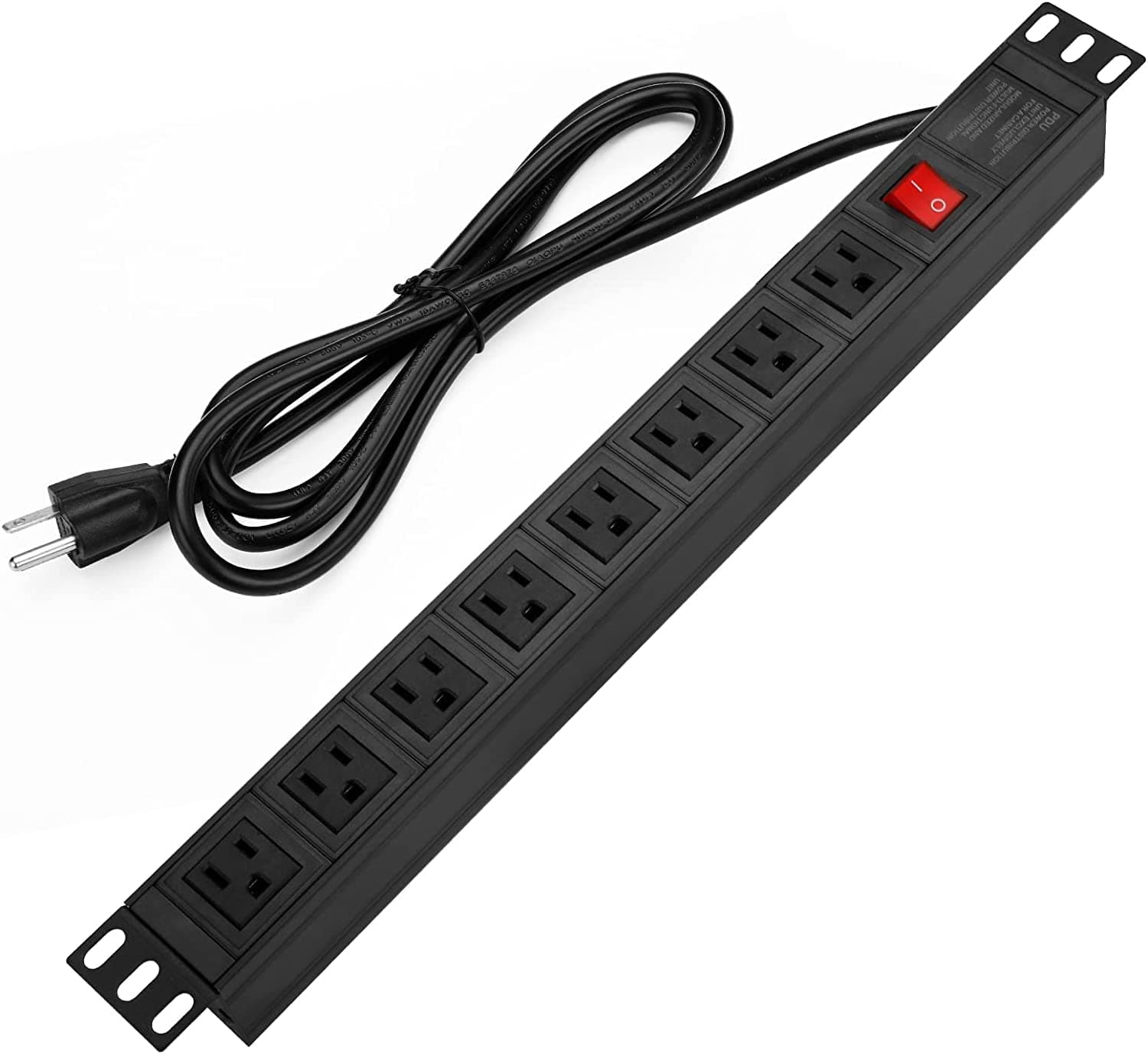 Power Strip Surge Protector Rack-Mount PDU, 8 Right Angle Outlets Wide-Spaced, Mountable Power Strip