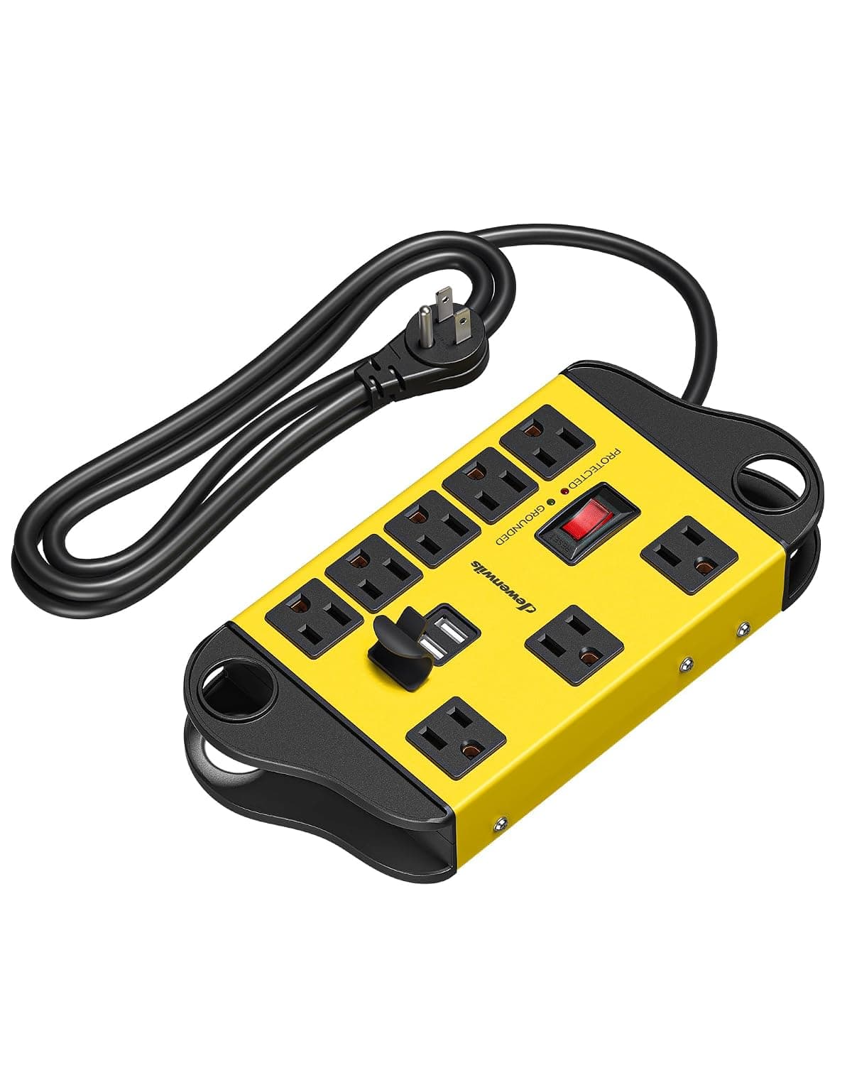 DEWENWILS Industrial Power Strip with 2 USB, Metal Surge Protector