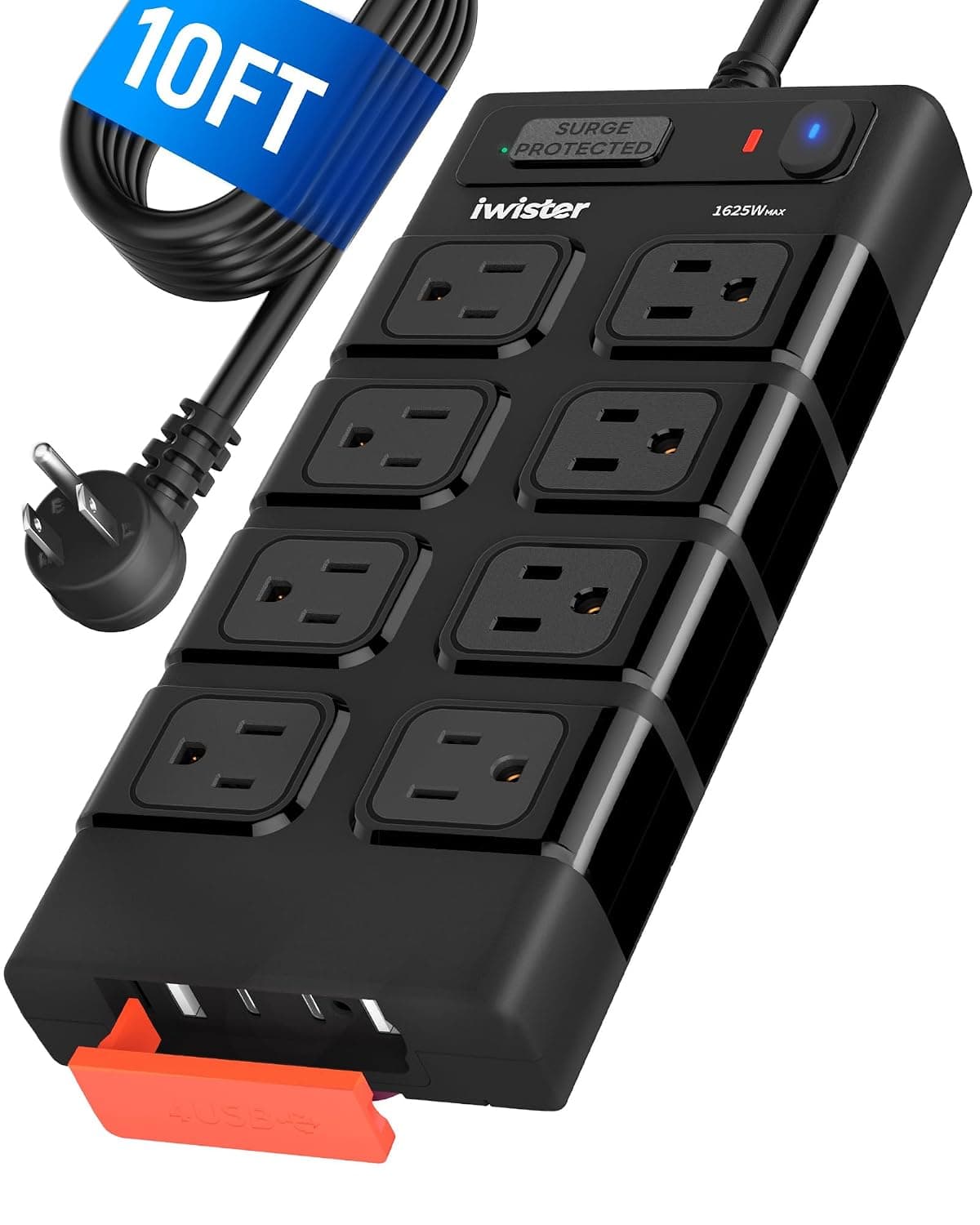 Outdoor Power Strip Waterproof IPX6, Outlet Extender, 8 AC+4USB