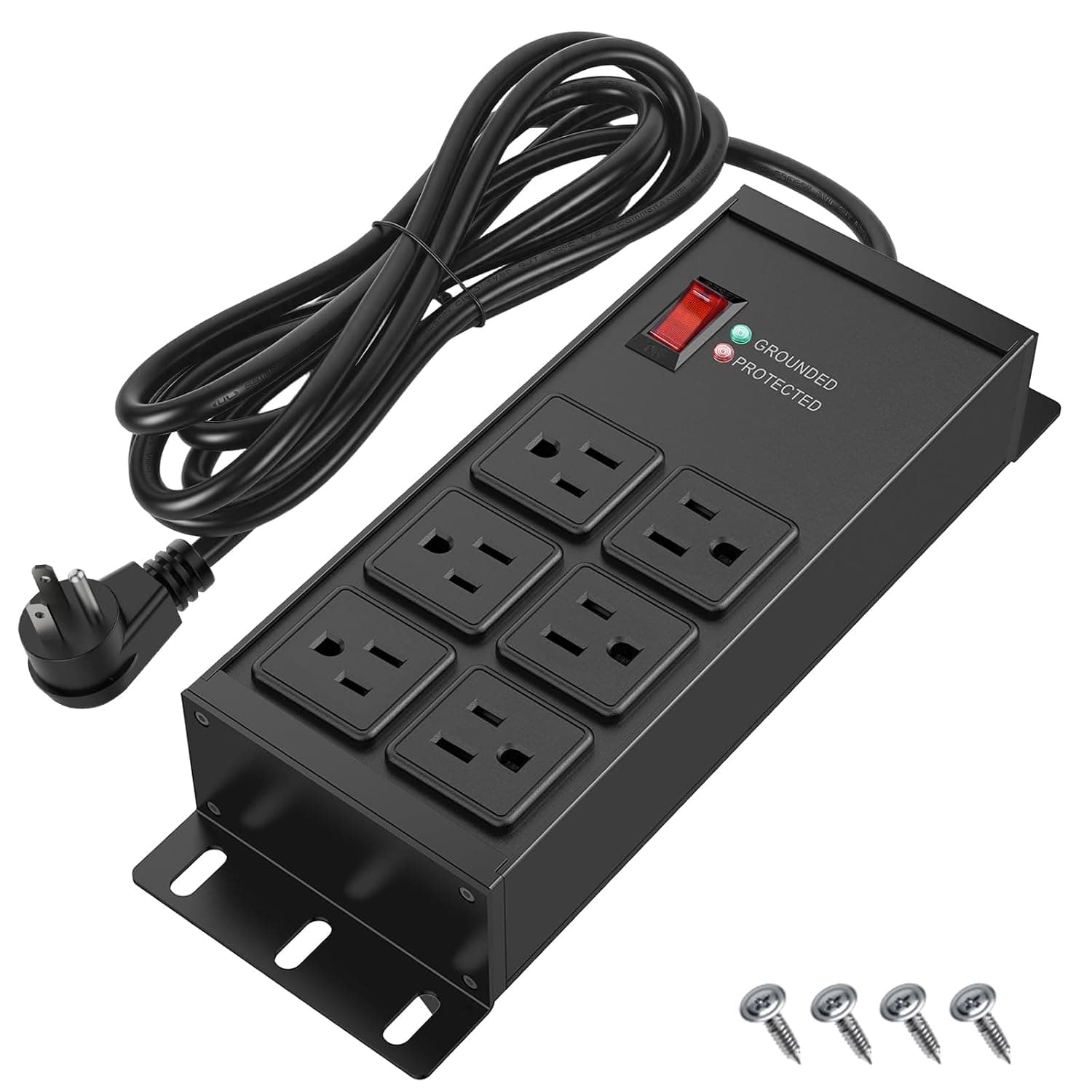 Heavy Duty Surge Protector Power Strip Black, 6 Outlets, 6FT